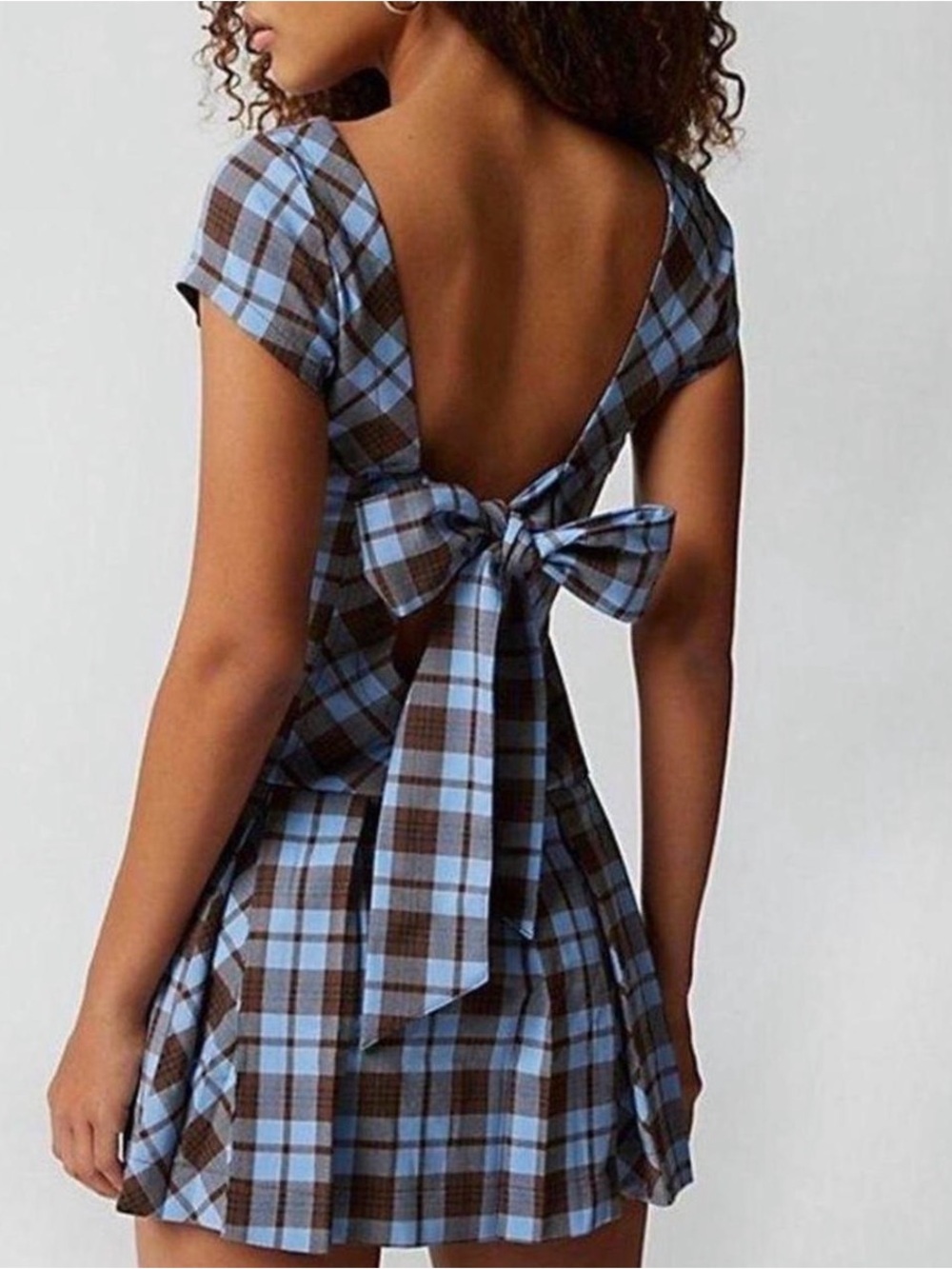 Urban Outfitters Blue Plaid Bow Back Mini Dress NWT 💙🎀
